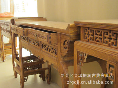 批發紅木家具/仿古實木家具/非洲黃花梨彎腳神臺3件套